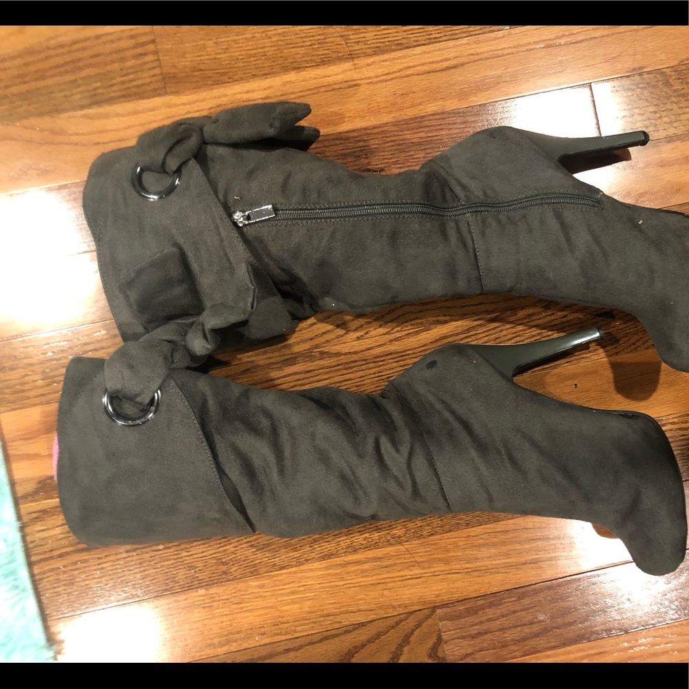 Grey high heel boots